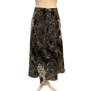 Vamp Paisley/ Floral Print Asymmetrical Hem Midi Skirt Size S